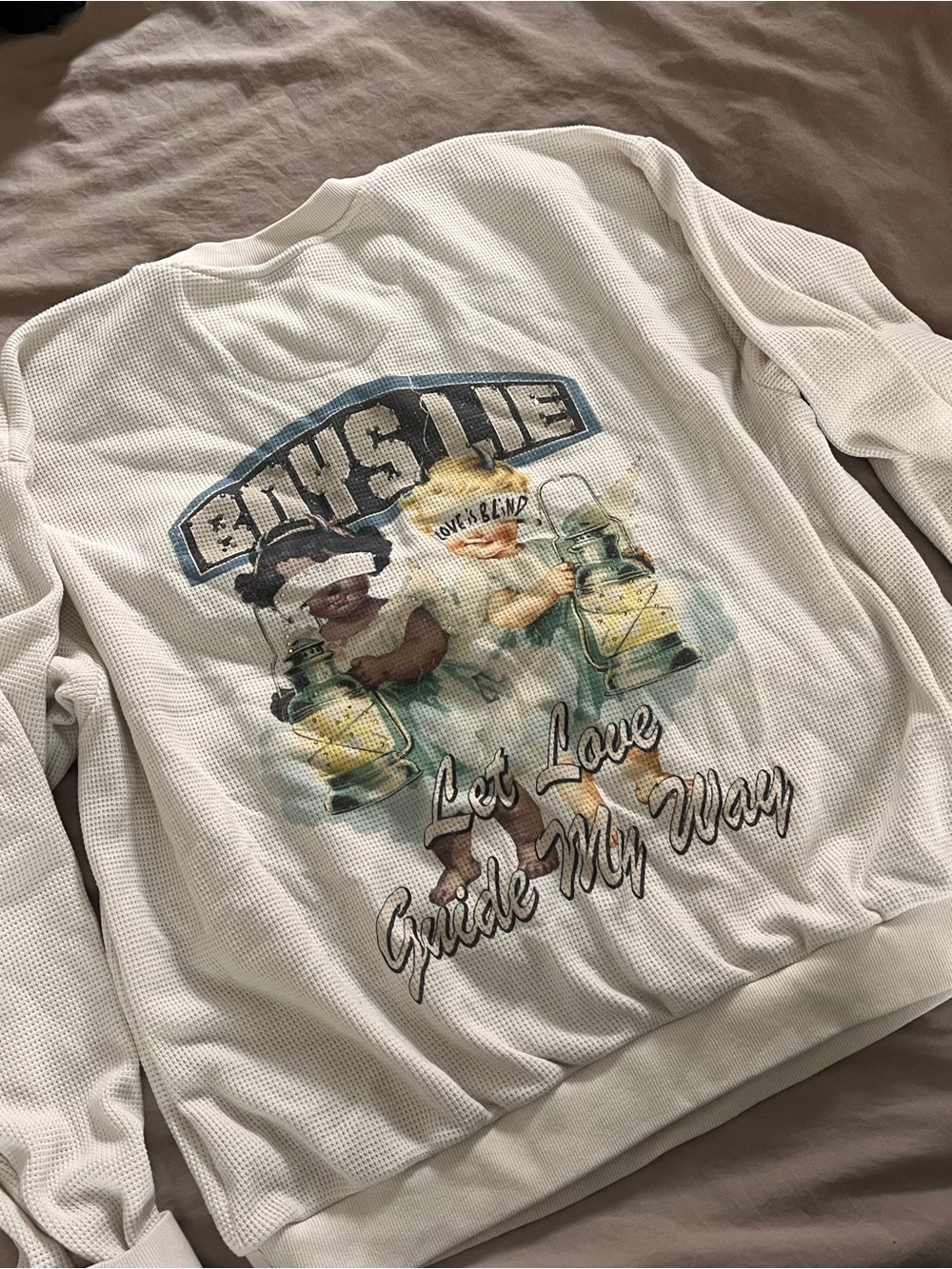 Boys lie oversized waffle crew neck